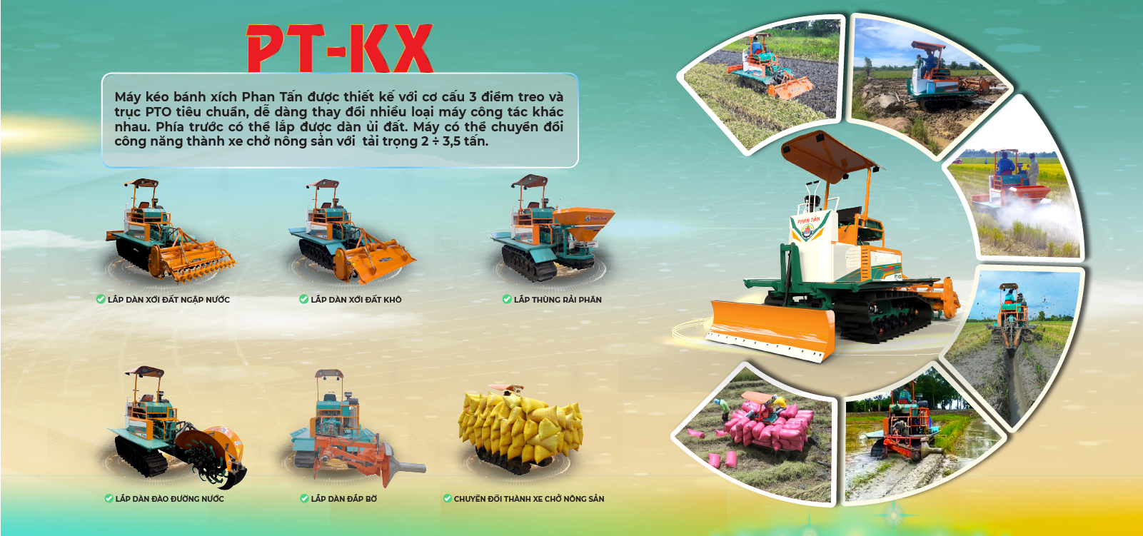 Khả năng lắp một số máy công tác của máy kéo bánh xích phan tấn